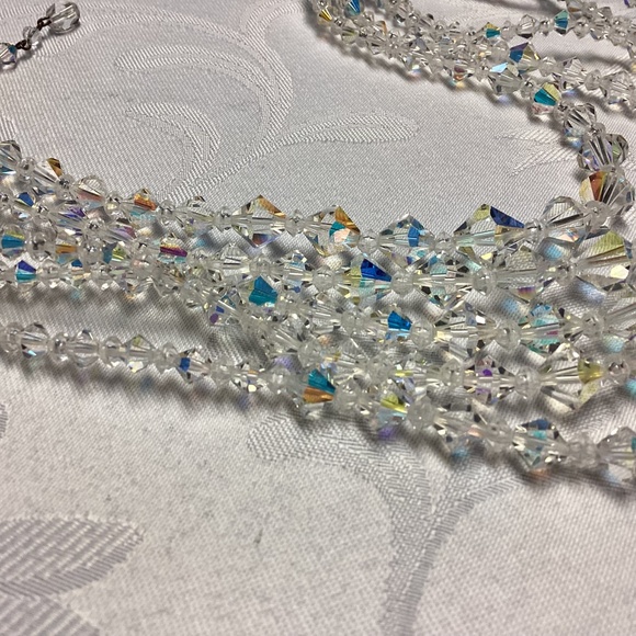 Vintage✨ 5 Strand Glass Bead & Crystal AB Necklace. MOMS COLLECTIONS. BLING 🩷 - Picture 7 of 7